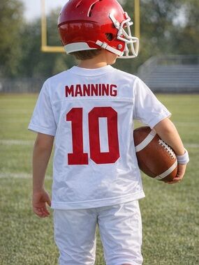 NFL White Kids Football Jersey with Red Number 10 - Manning